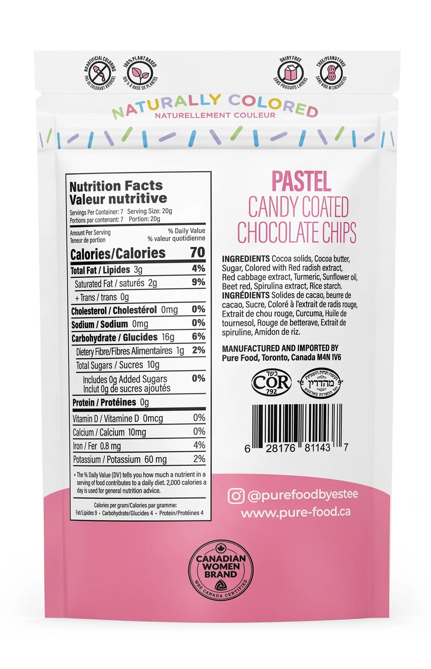 Pastel All Natural Candy Coated Mini Chocolate Chips - 5 OZ -  Case of 12
