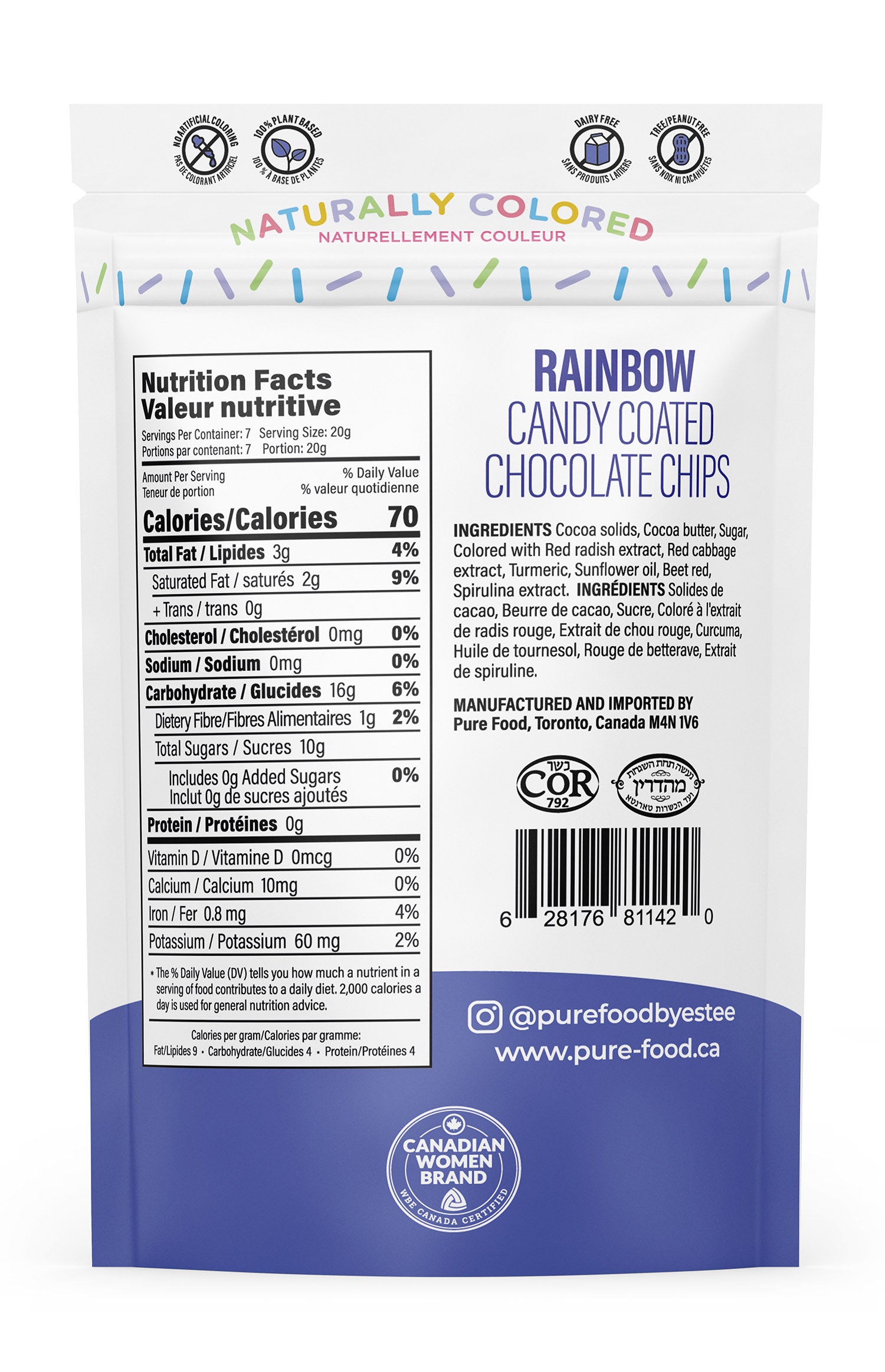 Rainbow All Natural Candy Coated Mini Chocolate Chips - 5 OZ - Single Bag