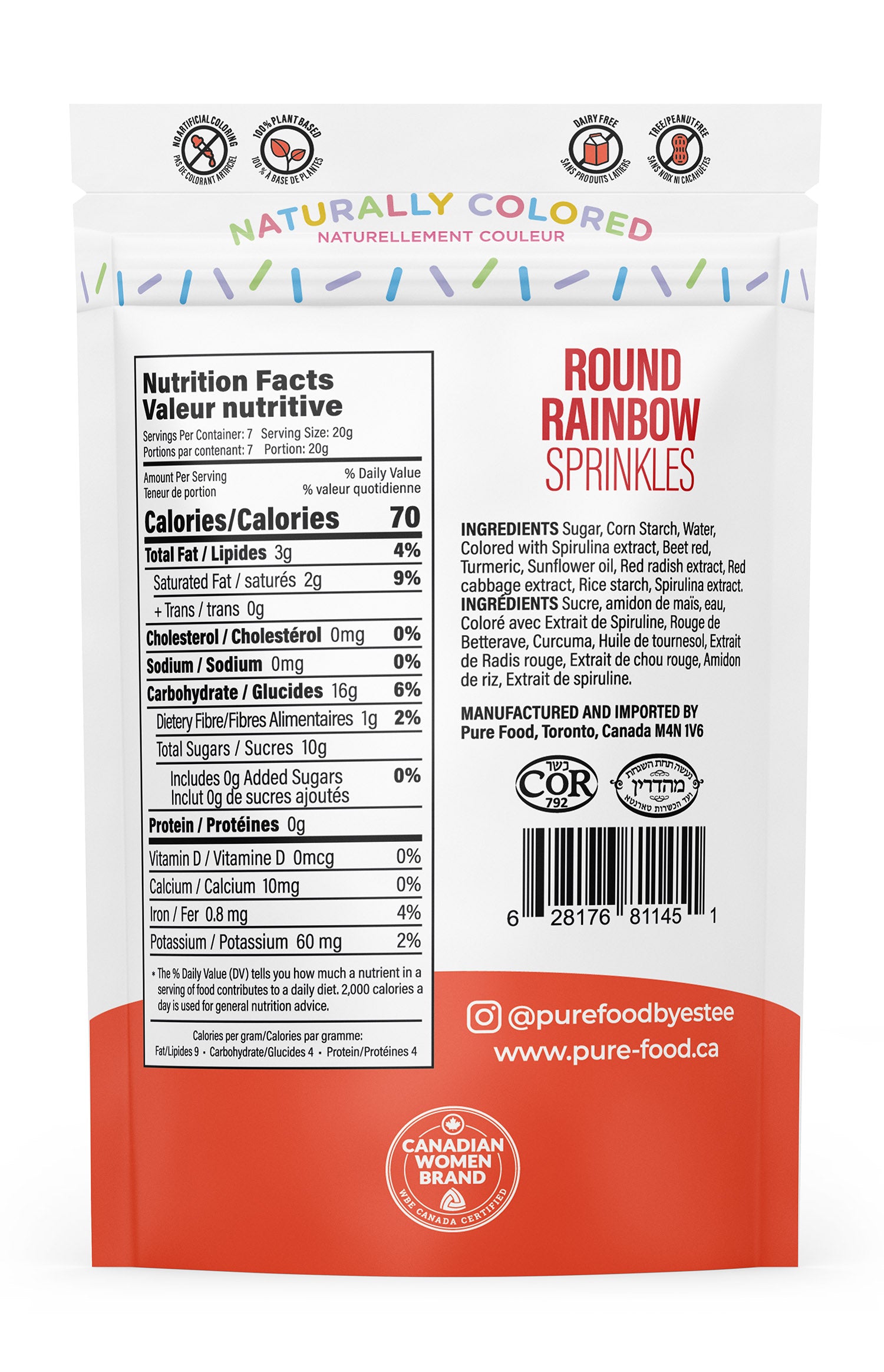 a bag of rainbow rainbow sprinkles on a white background