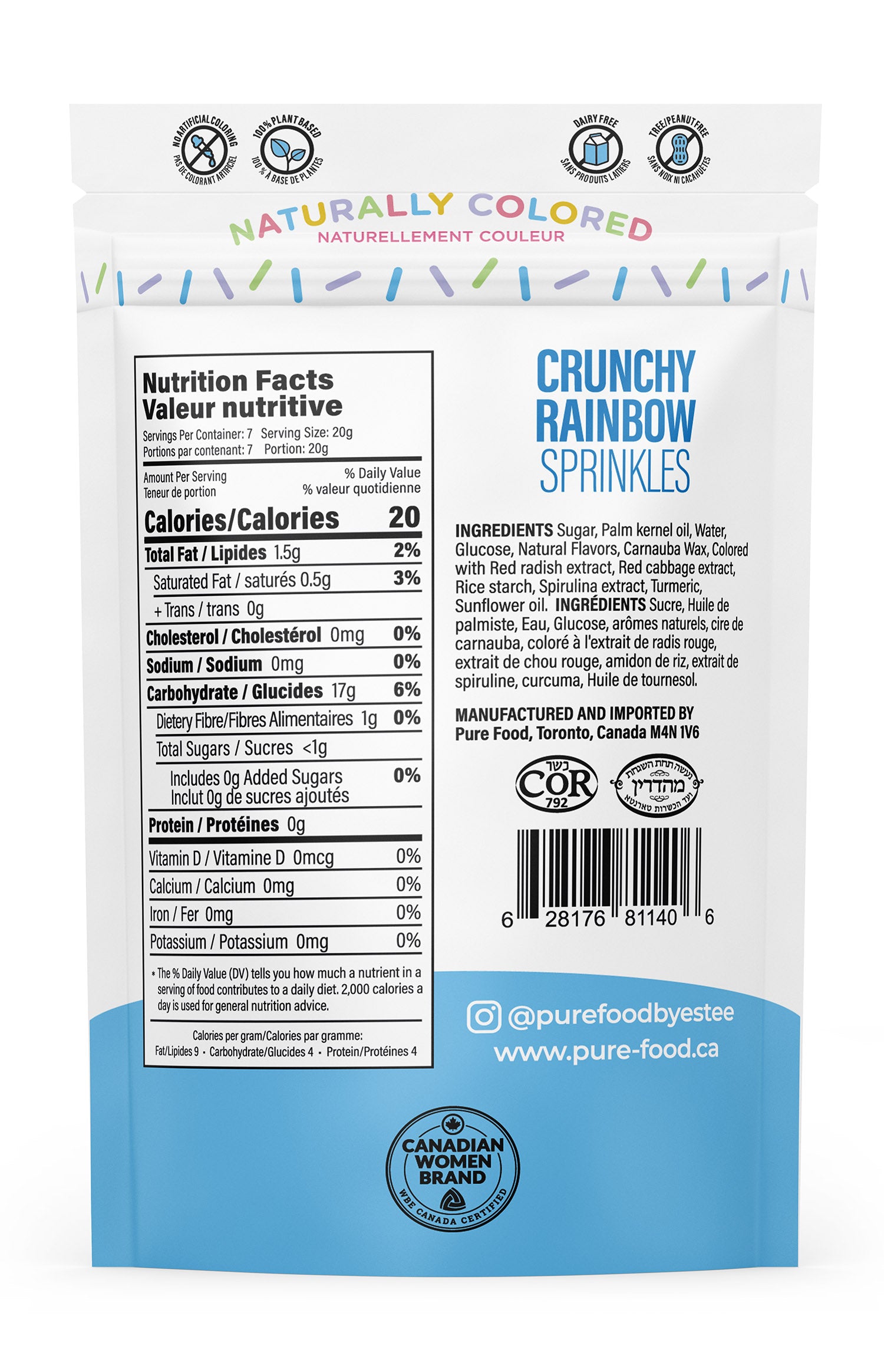 Rainbow All Natural Sprinkles - 5 OZ - Single Bag